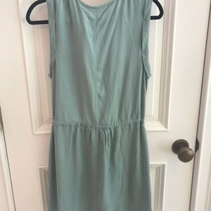 Army green sleeveless dress w/synched waist